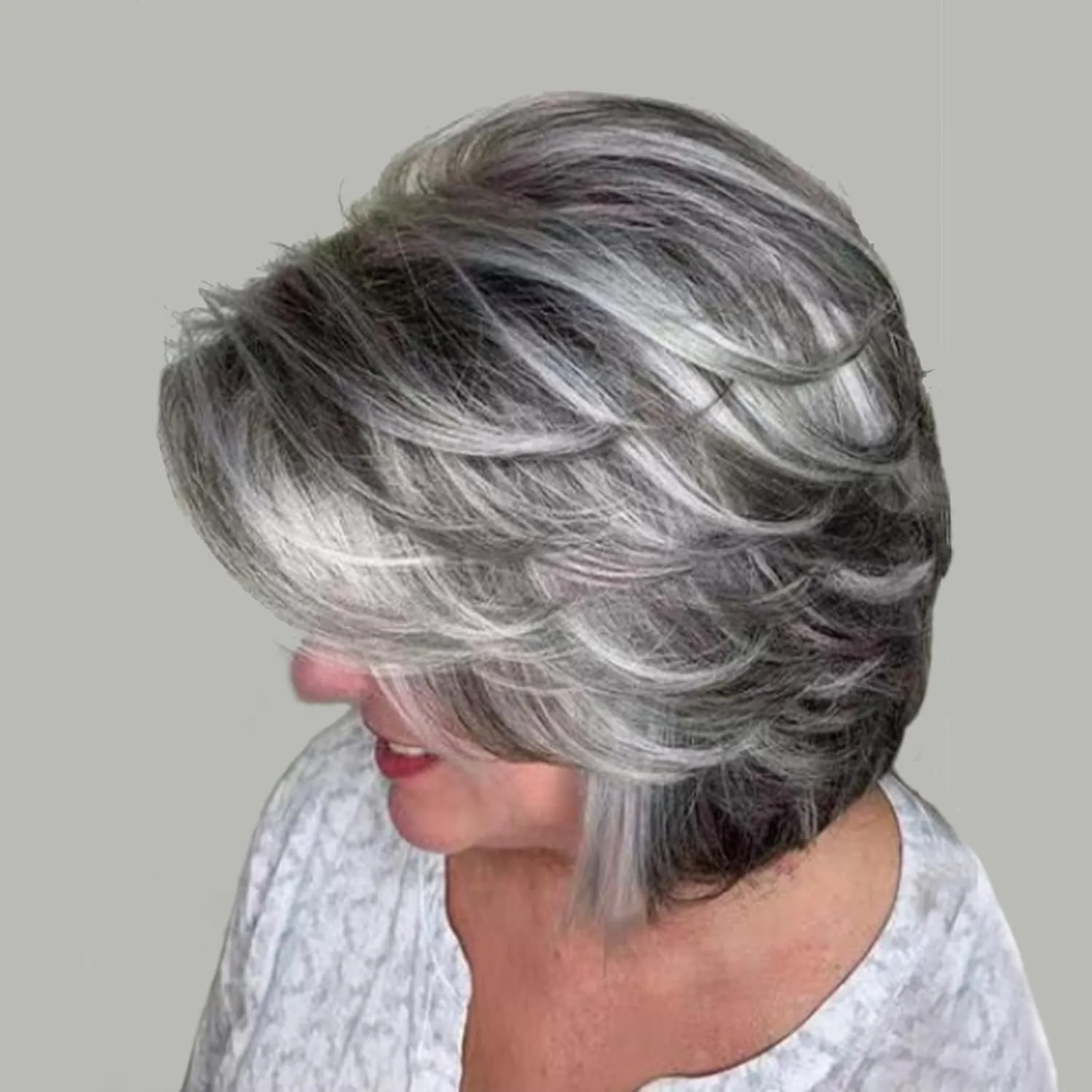 dark grey sliver wig